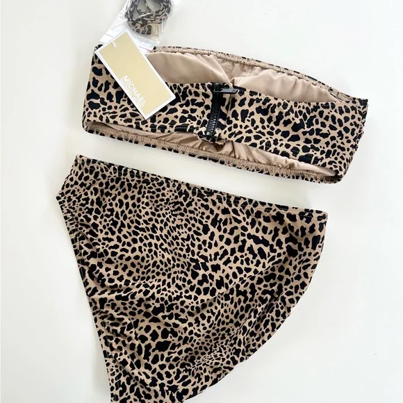🔥 Closet Clearout!🔥 Michael Kors Khaki Cheetah Print Bandeau Bikini - Picture 2 of 2